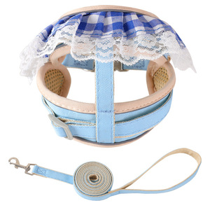Conception personnalisable collier pour animaux de compagnie en dentelle de luxe personnalisé maille d'air sans traction chien chat harnais et laisse ensemble