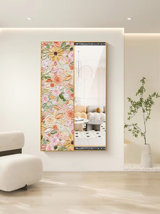 Modern Retro Flower Decorative Painting Sliding <b>Mirror</b> Full Length <b>Wall</b> Sticker Home <b>Mirror</b> - Product Image 6