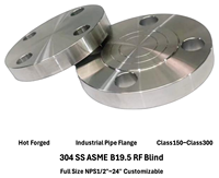 Bride borgne ASME B16.5 Classe 300 en acier inoxydable 304 forgé à chaud, embout cego DN150-DN600, bouchon de tuyauterie OEM/ODM personnalisé