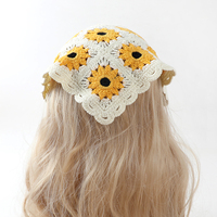 Bandeau crocheté floral mignon Boho cheveux Triangle tricoté marguerite bandeau vintage tête foulard pour filles