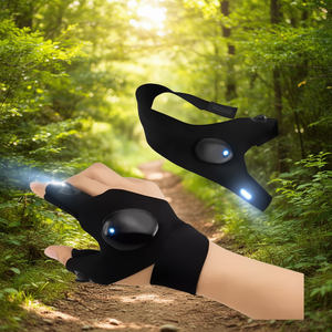 Led-Lighted Half-<b>Finger</b> <b>Gloves</b> For Outdoor Activities, Breathable Cotton Spandex Material, Unisex Design With Buckle Closure, Mo - Product Image 2