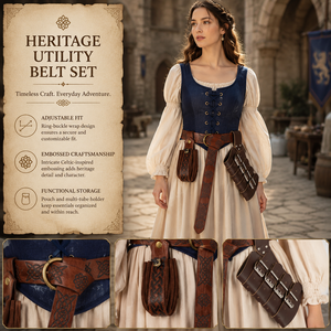 Ceinture médiévale en cuir PU gaufré avec pochette à monnaie et étui à poignard, pour cosplay de pirate, vagabond, paysan, LARP Renaissance - Product Image 1