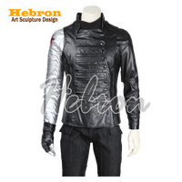 Anpassbares Komplettset Roboter-Film Winter Soldier Bucky Civil War Cosplay-Kostüm PU-Leder Denim Canvas Unisex Oberteil