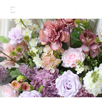 Arrangements floraux artificiels élégants pour la décoration de table de mariage, centre de table floral rose et violet pour la fête nuptiale