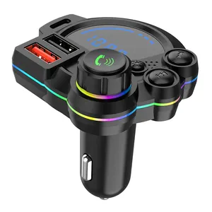 Fast Charging QC3.0 Car MP3 Player FM Transmitter Radio For Car Colorful ambient LED light BT5.3