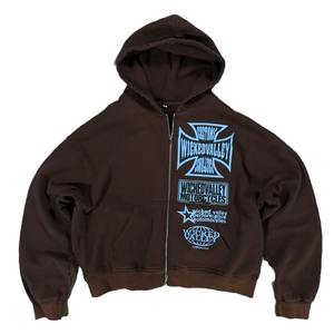 2025 Dijital 3D Baskılı Fermuarlı Spor Giyim Yeni Avrupa ve Amerikan Moda Markası Erkek Dış Ticaret Kapüşonlu Üst - Product Image 5