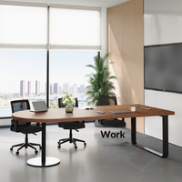 Ensemble de table de conférence ovale en MDF avec prise électrique, design minimaliste moderne, capacité de 6 personnes, mobilier de bureau commercial