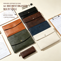 Porte-documents en cuir véritable pour entreprise, organiseur de dossiers, étui à outils en cuir véritable, logo personnalisé, format A4, ensemble de dossiers de bureau