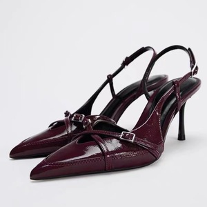 Zapatos de Tacón para Mujer, Sandalias con Tira en el Talón, Punta Puntiaguda, Tacones de Lujo 2025 para Damas - Product Image 1