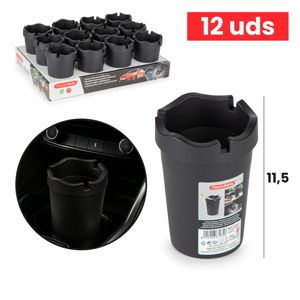 Posacenere PlasticForte Nero 11,5 Cm con Funzione Anti-Fumo per Auto e Casa - Product Image 1