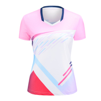 Baju olahraga Regular wanita, kaus latihan reguler tim tenis meja profesional bernapas Slim Fit