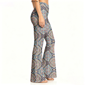 Pantalones <span class=keywords><strong>de</strong></span> yoga acampanados <span class=keywords><strong>de</strong></span> cintura alta para mujer, leggings con estampado digital geométrico <span class=keywords><strong>de</strong></span> mandala, pantalones <span class=keywords><strong>de</strong></span> campana con control <span class=keywords><strong>de</strong></span> abdomen, ropa deportiva para entrenamiento - Product Image 2