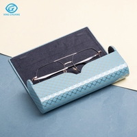 Étui à lunettes rectangulaire en cuir PU fait main, portable pour voyage, pochette de rangement pour lunettes optiques, support de logo personnalisé
