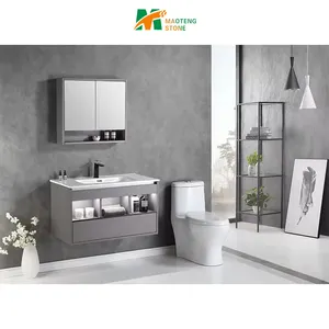 Top Grade Hot Sale Gray Cabinet Wall Mounted Sink Mirror Sets Bathroom Vanities Supplier