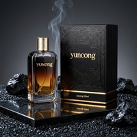 Boîte cadeau rétro de luxe noire et or gaufrée, flacon de parfum transparent à fond épais, cadeaux d'affaires