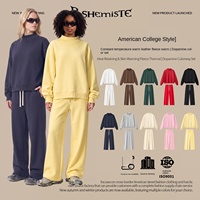 Ensemble sweat à capuche et pantalon à cordon de serrage pour femme, coupe ample, manches longues, col montant, doublure polaire 350G, collection automne
