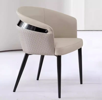 Chaise de salle à manger moderne de luxe rembourrée avec accoudoirs, chaise de salle à manger en cuir PU, pieds en métal, chaise d'appoint pour hôtel et restaurant