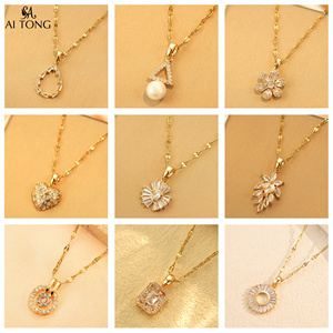 Luxe Stylish <strong>Jewelry</strong> Design 14K Gold Plated Stainless Steel Heart <strong>Leaf</strong> Zircon Pearl Fashion <strong>Jewelry</strong> Necklaces for Dinner Party - Product Image 1