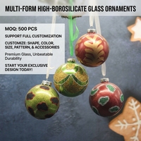 Boule de Noël en verre à motifs léopard et paillettes rouges, fournisseur de marque privée ODM, feuille d'or, écailles festonnées, borosilicate, vente en gros