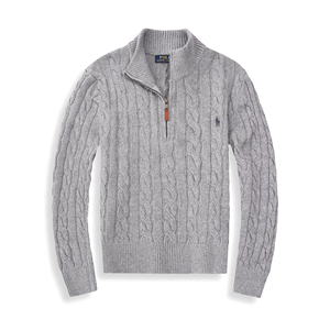 Maglione da Uomo TYZX con Zip a un Quarto, Ricamo Cavallo Piccolo sul Petto Sinistro e Etichette Originali R L, Manica Lunga - Product Image 2