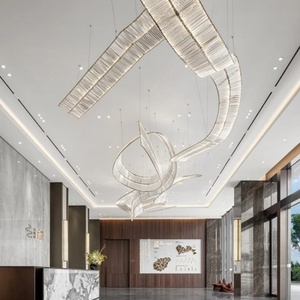 Lampadario in tessuto di cristallo completo personalizzato con Design creativo unico per la Lobby illuminazione decorativa in alberghi contratti di ingegneria - Product Image 6