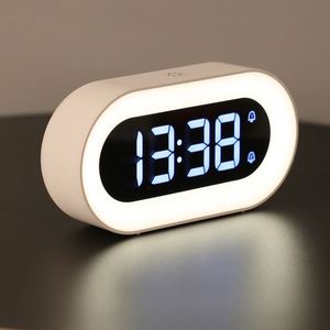 Rechargeable LUMINOVA <b>LED</b> Alarm <b>Clock</b> Night Light Modern Digital Display Oval Shape Mini Bedside <b>Clock</b> Students USB Recharge - Product Image 5