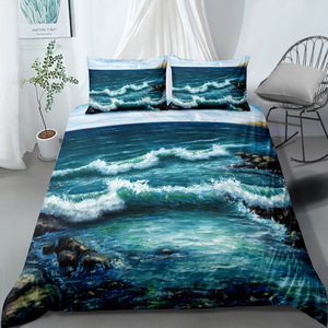 Bãi Biển Đại Dương Duvet cover Set hoàng hôn Hawaii sóng hòn đảo nhiệt đới và biển Bãi biển thiên nhiên Polyester bedding Set Comforter Cover - Product Image 2