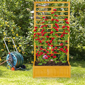 Jardinière en bois <span class=keywords><strong>pour</strong></span> l'extérieur, <span class=keywords><strong>meuble</strong></span> <span class=keywords><strong>de</strong></span> <span class=keywords><strong>jardin</strong></span>, treillis, potager surélevé <span class=keywords><strong>pour</strong></span> <span class=keywords><strong>plantes</strong></span> grimpantes, design moderne, taille personnalisable - Product Image 6