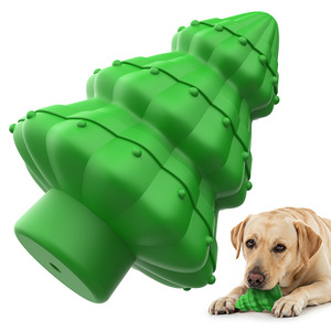 Juguete para masticar para perros, forma de árbol de Navidad, de caucho natural verde, con sonido para la dentición, para perros - Product Image 1