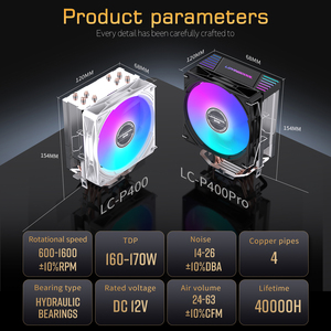 Refroidisseur CPU LOVINGCOOL 120 mm pour les constructeurs de systèmes, 4 caloducs, empilement de dissipateurs fins, éclairage RVB, compatible, réduction de prix en gros - Product Image 2