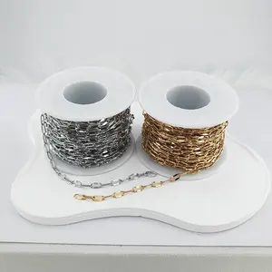 拜伦珠宝链线轴米18k镀金不锈钢链，用于珠宝制作用品