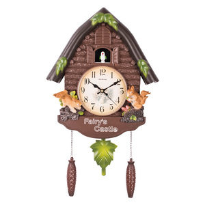 Fairy's Castle Cuckoo <b>Clock</b> House Shaped Wall <b>Clock</b> With Pendulum <b>Battery</b> Powered For Living Room Bedroom - Product Image 1