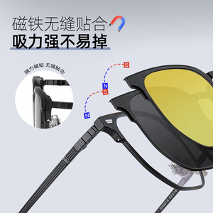 Lunettes de vue rectangulaires en titane Ch9318 avec lunettes de soleil magnétiques, anti-lumière bleue, protection UV, unisexe - Product Image 3