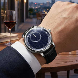 Montres Automatiques Mécaniques à Heures Vagabondes Haut de Gamme en Gros, Montre-Bracelet de Luxe Unique et Simple en Saphir Bleu Aventurine, Usine - Product Image 3