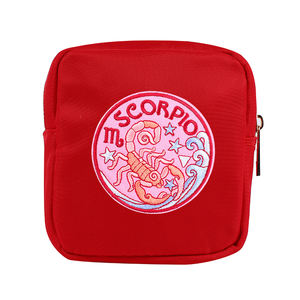Pequeña bolsa de cosméticos personalizada logotipo bordado <span class=keywords><strong>viaje</strong></span> impermeable nailon estuche de cosméticos bolsa de maquillaje grande del zodiaco de nailon - Product Image 1