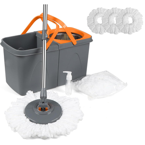 New 360 Spin Dual-drive High Capacity Fast Absorption <b>Bucket</b> Microfiber <b>Mop</b> Steel Pole Twist Handle Self-Wringer for Home Use - Product Image 1