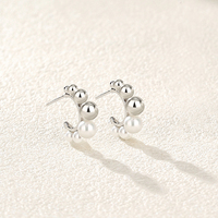 Bijoux fins à la mode, boucles d'oreilles en argent 925 plaqué or, forme géométrique, coquille en or plaqué, perle, pour femmes