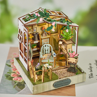 IIECREATE DIY Puzzle Kayu 3D Kartun Mini Kerajinan Mainan Edukatif untuk Anak-anak Rumah Kaca Kemasan Kotak Warna-warni Layanan OEM ODM