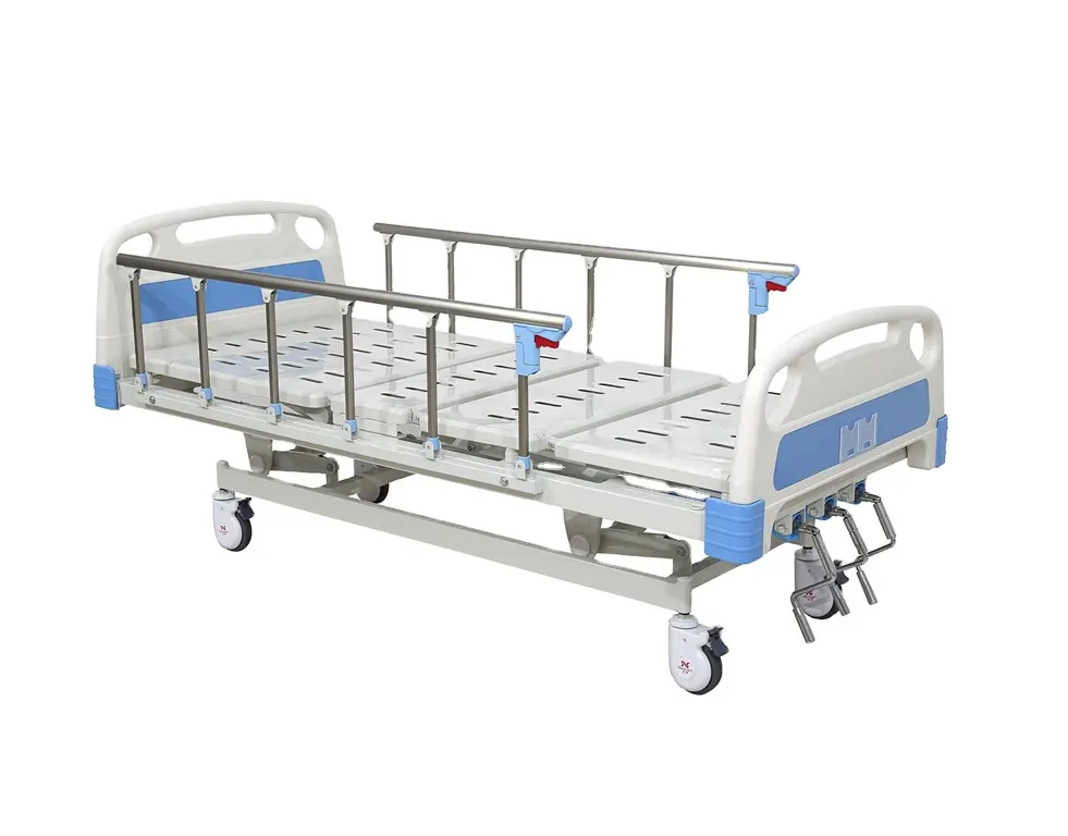 Lit de soins infirmiers d'hôpital électrique à manivelle multifonction de luxe ABS 3 meubles médicaux