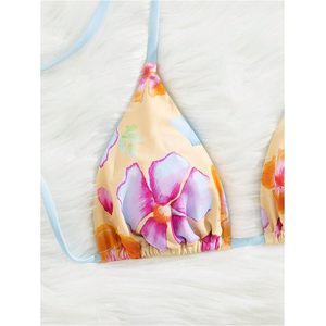 FOXA Ensemble de bikini à fleurs pour femme, maillot de bain deux pièces en spandex extensible et polyester - Product Image 4