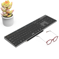 Clavier sans fil rechargeable AIKUN en aluminium, 106 touches silencieuses, 13 raccourcis, pavé numérique, économie d'énergie automatique, interrupteur à ciseaux