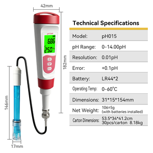 เครื่องวัดคุณภาพน้ำแบบพกพา 2-in-1 วัดค่า pH/อุณหภูมิ พร้อมจอ LCD จากโรงงาน - Product Image 3