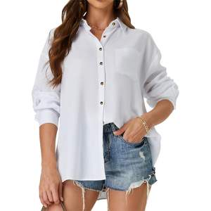 2025 camisas de manga larga con botones para mujer, pantalones de pierna ancha, decoración bordada con cuello levantado, tallas XS XL disponibles para oficina - Product Image 5