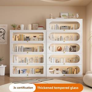 Libreria in metallo dal Design moderno per uso domestico-libreria in piedi a prova di polvere per uffici e salotti - Product Image 6