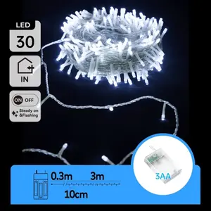 Guirlande lumineuse LED à piles 3AA, couleur blanc givré, idéale pour décorer les espaces et créer des ambiances chaleureuses. - Product Image 3