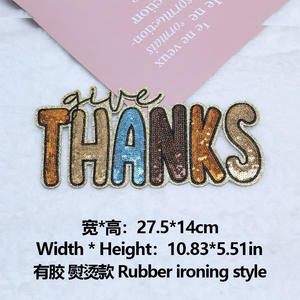 Хит продаж, нашивки для благодарения индейки, вышивка из синели, утюгом для одежды, тыква, блестящий бант, нашивки из синели - Product Image 5