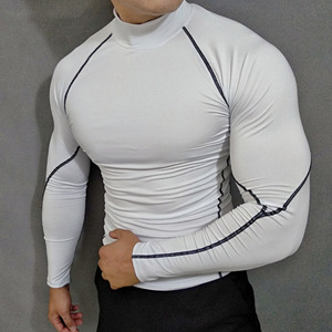 T-shirt de compression en polyester 220 g/m², grandes tailles S-3XL, manches longues, vêtements de fitness, t-shirt de sport pour homme - Product Image 2