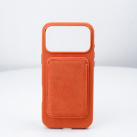Étui de téléphone portable en cuir Alcantara orange à bas prix TC pour iPhone 18 17 Pro Max avec logo personnalisé