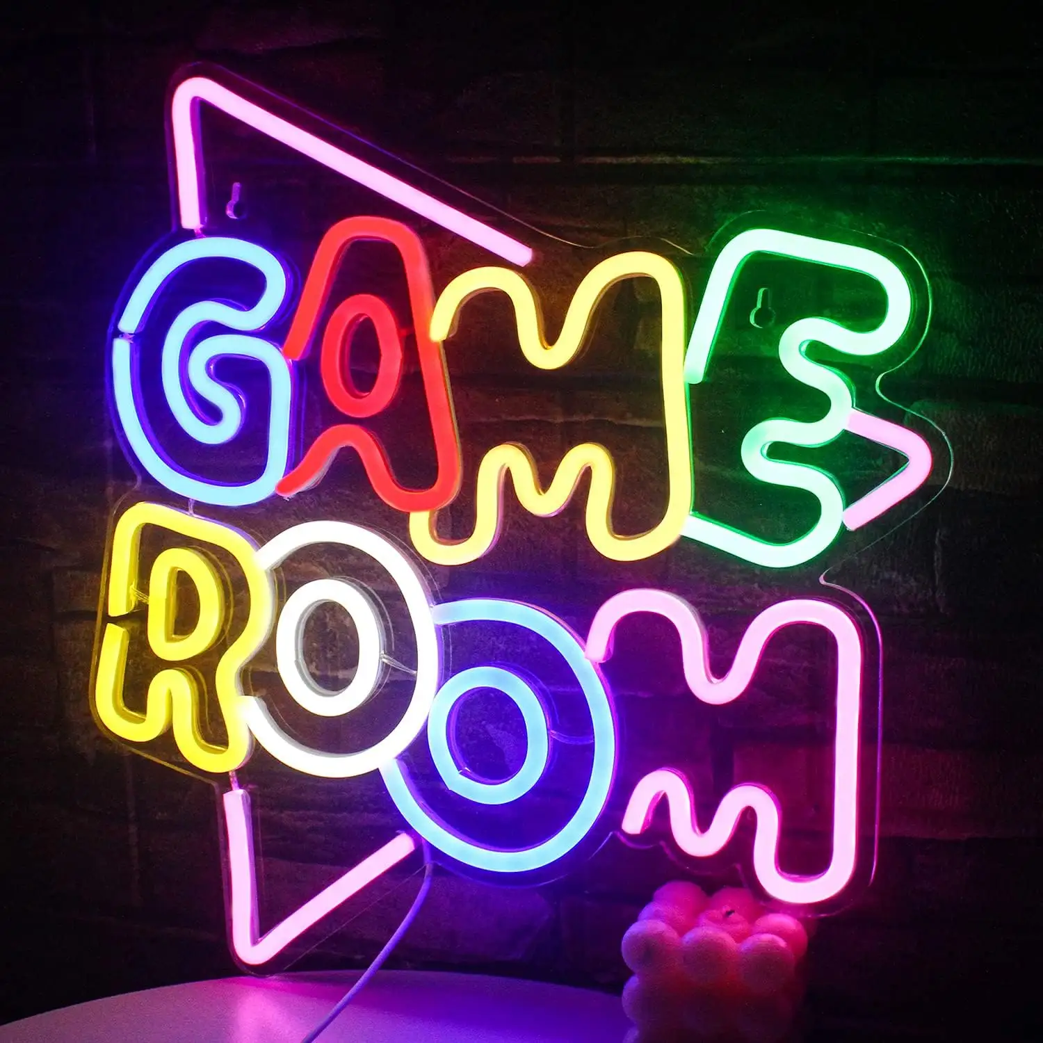 Game Room Large Neon Signs 13.2"x14" Colorful LED Neon Lights for Wall Decor USB Neon Lights for Game Zone Wall Lightup Signs