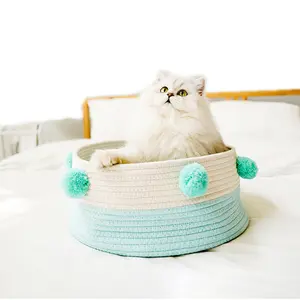 KUYUE-cesta de almacenamiento para Cama de Gato, tejido de cuerda de algodón respetuoso con el medio ambiente, y a máquina Lavable a mano, bolsa Opp plegable, personalizada, moderna